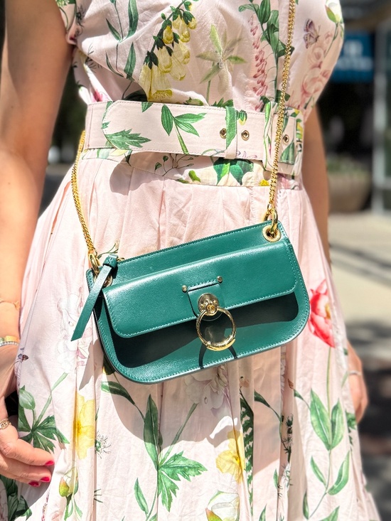 Chloe Handbags - Chloe Tess Chain Green Leather Chain Crossbody Bag